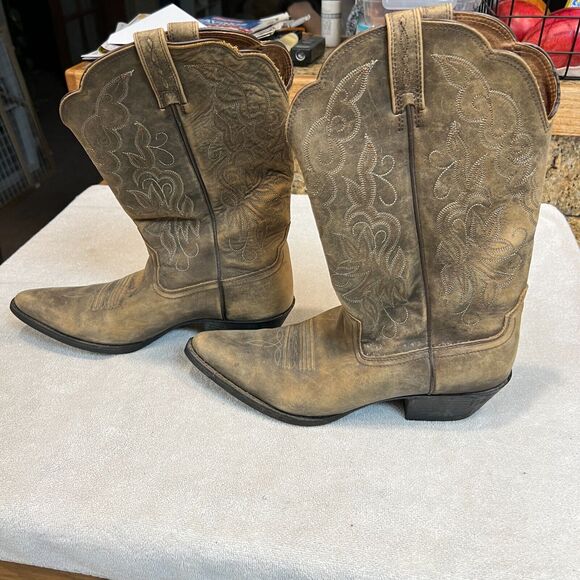 Ariat Women’s Heritage Western 15729 Cowgirl J-Toe Mid-Calf Boots, Tan, Sz 10B - Picture 4 of 11